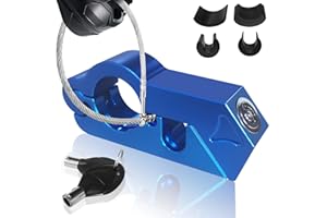 LGVOA Blocco Freno Moto+Blocco Casco, Blocco Manubrio Moto in Alluminio, Lucchetto Moto Universale, Protezione Antifurto per Moto Scooter Bicicletta ATV (Blu)