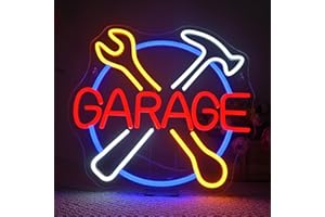 Wanxing Garage Neon Schild,Wartungswerkzeuge LED Schild mit USB,Schraubenschlüssel Neon Sign Dimmbares,Leuchtschilder an der Wand Dekoration für die Dekoration Garage,Auto-Reparatur,Industriemontage