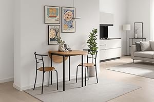 MOMMA HOME Set tavolo cucina allungabile e 2 sedie - Tavolo da pranzo allungabile, nero/rovere, modello camma (nero)