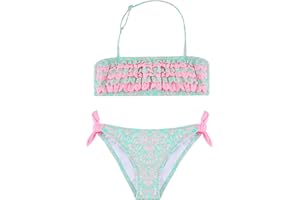 POWER FLOWER Costume da Bagno per Ragazze Costume Intero a Due Pezzi con Volant Set di Costumi da Bagno Tankini Abbigliamento Mare per Bambini 4-16 Anni Ragazza