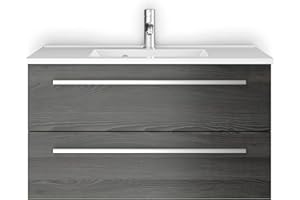 Sieper I Waschtischunterschrank 90 x 50 cm mit Waschtisch, Libato Badezimmermöbel, Badezimmerunterschrank I Pinie Schwarz