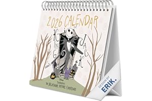 Grupo Erik Calendario Pesadilla antes de Navidad sobremesa 2026 - Almanaque de mesa 2026 Disney Con espacio para Anotar, Vista Mensual global, Ilustraciones y Base resistente (19,5 x 16,5cm)