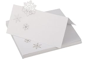 TATUO Snowflake Table Cards Name Place Cards for Christmas Wedding Winter Party Decoration (50)