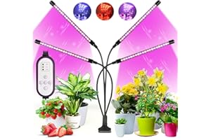wolezek Grow Lights for Indoor Plants, 80 LEDs 4 Heads Full Spectrum Red & Blue Plant Light with Clip, Grow Lamp with 10 Dimming Level, 4/8/12H Auto Timer, 3 Switch Modes for Seedlings and Succulents