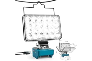 FOVENDI Battery Lamp for Makita 18/21 V, 60 W 2 Brightness Settings Wireless LED Work Light Battery, 6000 LM Portable LED Spotlight Battery Headlight Construction Site Lamp with Type C and USB Charging (No