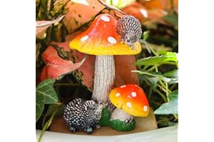 RUNEAY Champignons Déco,Résine Champignon Hérisson Décoration Statues de Jardin Cadeau Décoration pour Maison Pelouse Cour Terrasse Balcon Extérieur Potting