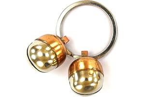 Abdul of Sialkot Extra Loud Pair of Cat & Dog Brass Silver Bells Collar Charm Pet Tracker Acorn Falconry Silver Bottom & Brass Top