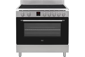 Black+Decker 90cm Freestanding Electric Cooker, Ceramic Hob + Multifunction Oven, Inox Model Number – BXOFV905.001TVX MADE IN TURKEY