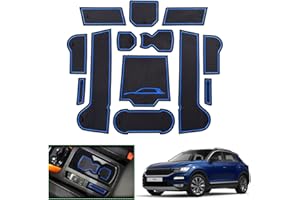 GAFAT Compatible with VW T-ROC Non-Slip Mats, 2017-2024 2025 T-R0C Rubber Mats for Centre Console, Organiser Tray, Glove Box, Door Slots (Blue)