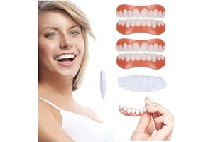 EONDEVO 2 Paia Faccette Denti Sorrisi Cosmetici, Sicuro e Confortevole Dente Provvisorio Superiore e Inferiore con Perline di Riparazione per Uomini e Donne La Riparazione Temporanea di Problemi Dentali