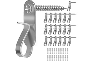 Winter Shore Silberne Lichterkette Haken (20er-Pack) - Edelstahl Haken zum Schrauben für Befestigung Lichterkette Außen & Innen - Seile, Kabel & Weihnachtsbeleuchtung Befestigung - 10 kg Tragkraft