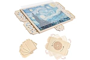 VEVOR Tavolo per Puzzle 865 x 635 mm da 1500 Pezzi, Set da Tavolo per Puzzle Standard Portatili in Legno con 5 Cassetti e Coperchio, Anello di Base Rotante a 360° per Adulti, Facile da Riporre