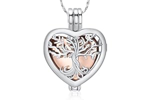 QGJNSGC Tree of Life Urn Necklaces for Ashes Heart Shape Cremation Jewelry Memorial Keepsake Jewelry Gifts for Women Men Memorial Lockets Ashes Holder for Pet