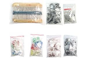 DollaTek Pacchetto di componenti elettronici (Totale 1390 PCS) - Diodi LED, 30 resistori di Valore, Pacchetto condensatore elettrolitico, Condensatori ceramici, Diodi Comuni, Transistor Comune