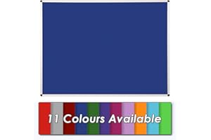 Wonderwall Premium Blue Felt Noticeboar,120 x 90 cm, Anti-Fade Pinboard with Aluminium Frame & Discreet Wall Fixings| Ideal for Office, School, Industry, Hubs, Healthcare