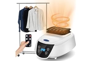LMYDIDO Electric Clothes Dryer Indoor, 2300W Portable Heated Clothes Drying Machine with Remote Control, 240 Min Adjustable Timer, Negative Ion Sterilisation, for Home Household Cloth Drying, UK Plug