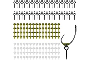 LdawyDE Juego de 170 tornillos de pesca para pesca de carpa accesorios, 50 tornillos de pesca, gancho de tornillo de tornillo y 120 piezas topes gancho gancho gancho cebo para pesca de carpas
