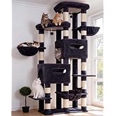 Heybly Scratching Post for Large Cats, 190 cm XXL Cat Scratching Post Tall and Spacious Tower with Wide Top Platform, Stable