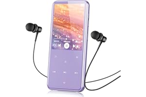 AGPTEK 64GB MP3 Player Bluetooth 5.3 mit 2,4" TFT Farbbildschirm, HiFi Musik Kinder MP3 Player mit Lautsprecher, Touch-Tasten, FM-Radio, E-Book, Aufnahme, Unterstützung bis zu 128 GB, Lila