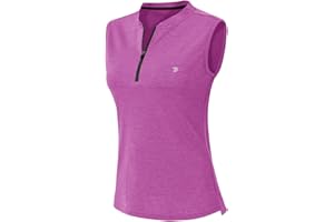 YSENTO Womens Sleeveless Golf Polo Shirts Zip UP Tennis Sports Athletic Tank Tops UPF 50+