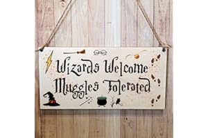 SECOND AVE GIFT COMPANY Second Ave Funny Wizards Welcome Muggles Tolerated Wooden Hanging Gift Friendship Rectangle Sign Plaque