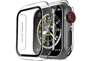 TAURI 2-częściowe etui PC kompatybilne z Apple Watch Serie 6 Se Series 5 Series 4 44mm, Ultra cienka osłona ekranu [pełna pokrywa] Szkło hartowane iWatch 44 mm - Jasne HD