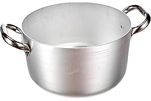 BALDASSARE AGNELLI Pentole Agnelli ALMA10424, Casseruola Alta in Alluminio con 2 Maniglie in Acciaio, Alluminio Professionale 3mm, Diametro 24 cm