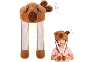 Hifot Kapelusz zwierzęcy z ruchomymi uszami, pluszowy zwierzę, poruszające się uszy, czapka dla dzieci dorosłych, zabawna czapka z klapą, nakrycie głowy na zimę, Halloween, Boże Narodzenie, karnawał