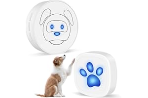 Whimsii Dog Doorbell, Wireless Ring Bell to Go Outside, IP55 Waterproof Buttons, 55 Melodies, 4 niveles de volumen y 950ft Range (White, 1 Reciever 1 Transmitter)