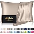 Silk Pillowcase for Hair and Skin, Mulberry Silk Pillow Cases Standard Size, Anti Acne Cooling Sleep Both Sides Natural Silk Satin Pillow Covers with Hidden Zipper, Gifts for Women Men, Champagne