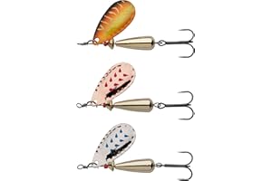 ‎ABU GARCIA Abu Garcia Droppen Spinner – 3er Pack – vibrierende Weitwurf-Spinnerblatt Angelköder – Barsch, Döbel, Hecht, Forelle, Lachs, Meerforelle