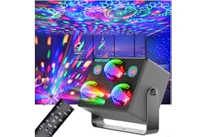 SPOOBOOLA Disco Lights,Sound Activated Party Light with 3 Disco Balls(RGB+OGB+Ocean),2 LEDs,Galaxy Projector, RG Light Show Disco Lights for Parties Club Rave Karaoke Dance Bar Club Party