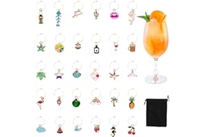 ORUZA 30 Stück Weinglas Anhänger Charms, Identifikation Getränke Markierungen, Glasmarkierer Glasmarkierung, Thema Trinken Marker Tags Party Decorations für Wein Glas Champagner Glas Marker