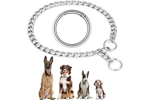 AUAUY Kettenhundkragen, Edelstahl Hundehalskette, Verstellbare Hunde Halsband mit Verbindungsverschluss, Hunde Kette zum Hundetraining, Halskette Flache P-Kettenkragen für Hunden (L: 55 cm, Ø 3,0 mm)