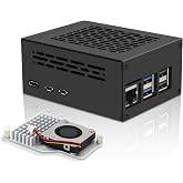 Geekworm Raspberry Pi 5 Case with Official Active Cooler Kit (P579-H500) | Support Top PCIe M.2 NVMe SSD HAT Shield X1001 / X