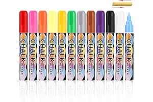 Bixury 12Pcs Pennarelli Colorati Per Vetro Pennarelli Lavagna Bianca Cancellabile Marcatore Cancellabile Punta Rotonda Cancellabili 12 Colori Whiteboard Markers pour École Maison Bureau