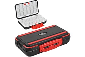 CATIME Boîte Rangement Leurres Pêche, Appât Boîte de Stockage, Petite Portable en Plastique Boite de Peche, Multifonction Etanche Boîte Leurre avec Diviseurs Ajustables 30 Cellules, Caisse de Peche (Noir)
