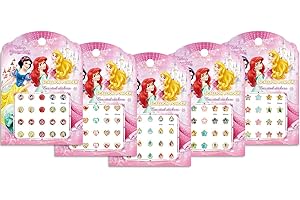 FRESHOER Principessa collana orecchini adesivi bambini prizessin ragazze orecchini adesivi orecchini (5 fogli), Acrilico