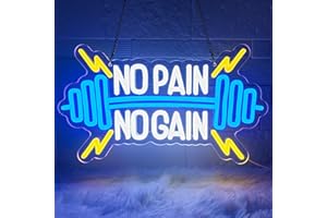 Lxmoneon Nessun dolore Nessun guadagno Insegna al neon per decor Gym Segno di illuminazione manubri Insegna al neon per palestra Luci a bilanciere a LED per letto Stanza dei ragazzi Sala fitness