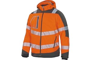 Vizwell Winter Softshelljacke Warnschutz Jacke Winterjacke leuchtgelb-grau