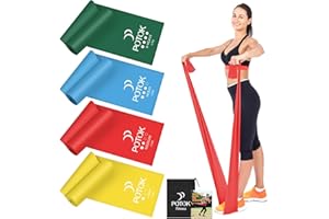‎POTOK 4er-Set Fitnessbänder mit 4 Widerstandsstufen, 1.5M Resistance Bands Gymnastikband mit Tragetasche Ideal für Yoga, Pilates, Krafttraining, Physiotherapie