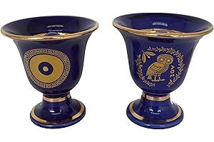 HARILLA Talos Artefacts Lot de 2 coupes de Pythagore de qualité avec motif de mauvais-œil et de chouette de sagesse