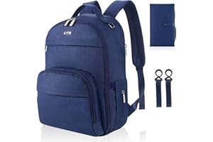 Voova Baby Changing Bag Backpack for Pram Multifunction Large Capacity Diaper Bag Rucksack with Changing Pad & Stroller Straps, Waterproof Travel Nappy Bag for Mom &Dad&Women, Blue