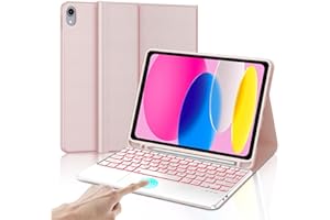 IVEOPPE Tastiera iPad A16 11 Generazione 11" 2025, Cover con Tastiera Rimovibile iPad 10 10.9 Pollici 2022 con Trackpad, Italiano QWERTY con 7 Colori Illuminato, Custodia con Portapenna, Rosa