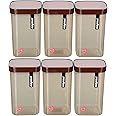 Nayasa Fusion 1000 ml BPA Free Food Grade Airtight Kitchen Storage Stackable Containers - Set of 6 | Brown