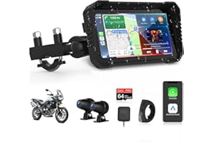 JANSITE 4K Carplay Moto Android Auto 6.25 Pulgadas Pantalla TáCtil con Dashcam Delantera Trasera, Navegador GPS Moto Conectar y Usar IP67 Impermeable Doble Bluetooth Siri/Goo.gle Assistant