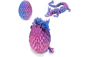 Feione 3D-Gedruckter Drache, Drachenei Mit Drache, Spielzeug Drache, Drachen Ei, 3D-Gedruckter Drache Im Ei Im Inneren HeimbüRo, Erwachsene Kinder Geschenke Spielzeug (Lila)