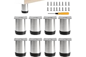 Uotyle 8PCS Adjustable Legs 80mm Adjustable Sofa Legs For Furniture Stainless Steel Cabinet Legs With Screws ＆ Screwdriver For Home/Office/Kitchen