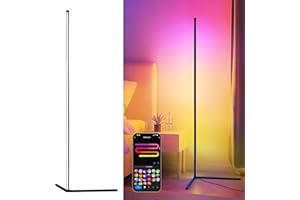 LuminexDesigns Lampadaire LED RGB sur Pied 150 cm – Lampe d’Angle Dimmable avec Télécommande, Smart APP Contrôle Compatible Alexa, Éclairage Ambiance Couleur pour Salon, Chambre ou Espace Gaming