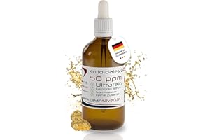 ‎CLEANSILVER CleanSilver Kolloidales Gold 50 ppm, 100ml mit Pipette - Ultrarein: Sterilwasser und Feingold 99,99% - Made in Germany- stets frisch – keine Lagerware - Goldwasser für ganzheitliches Wohlbefinden